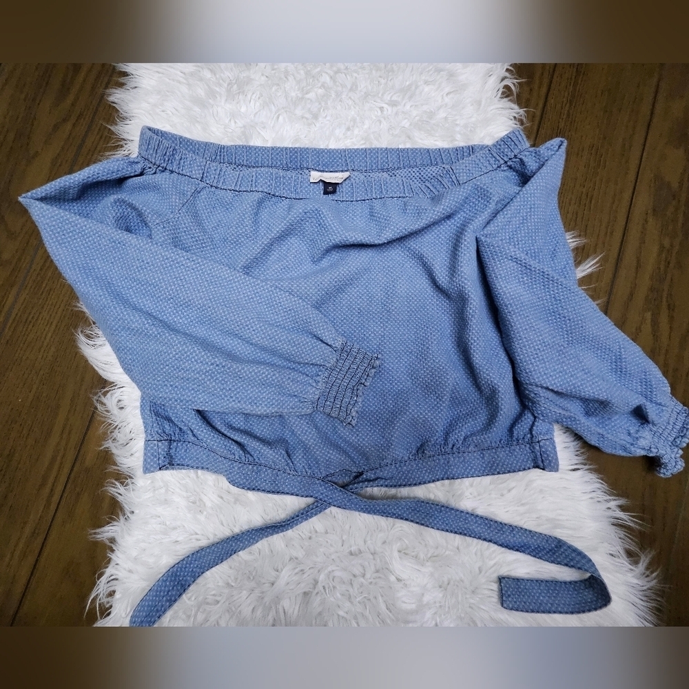 Universal Thread Cropped Textured Blue Knit Top